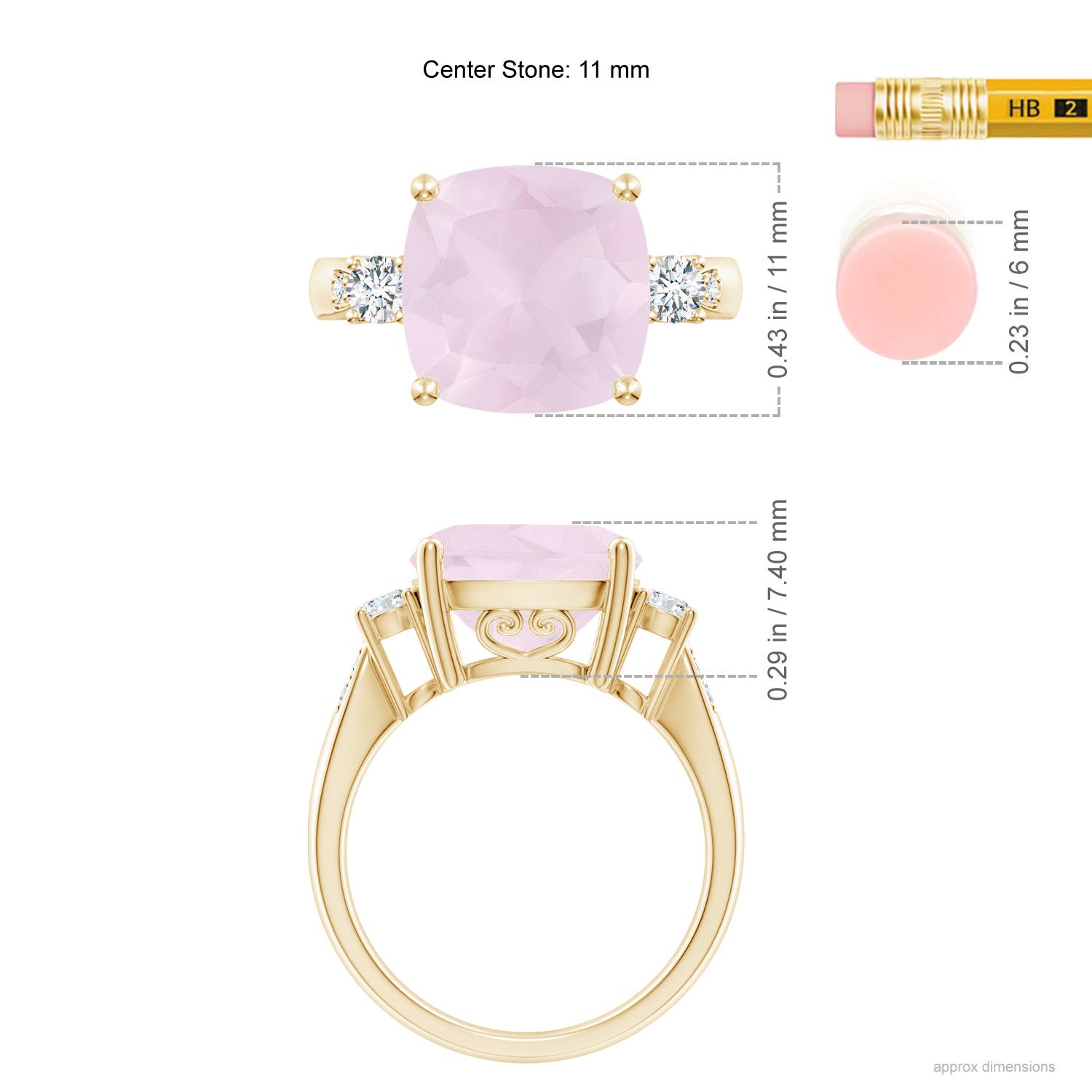 A - Rose Quartz / 5.25 CT / 14 KT Yellow Gold