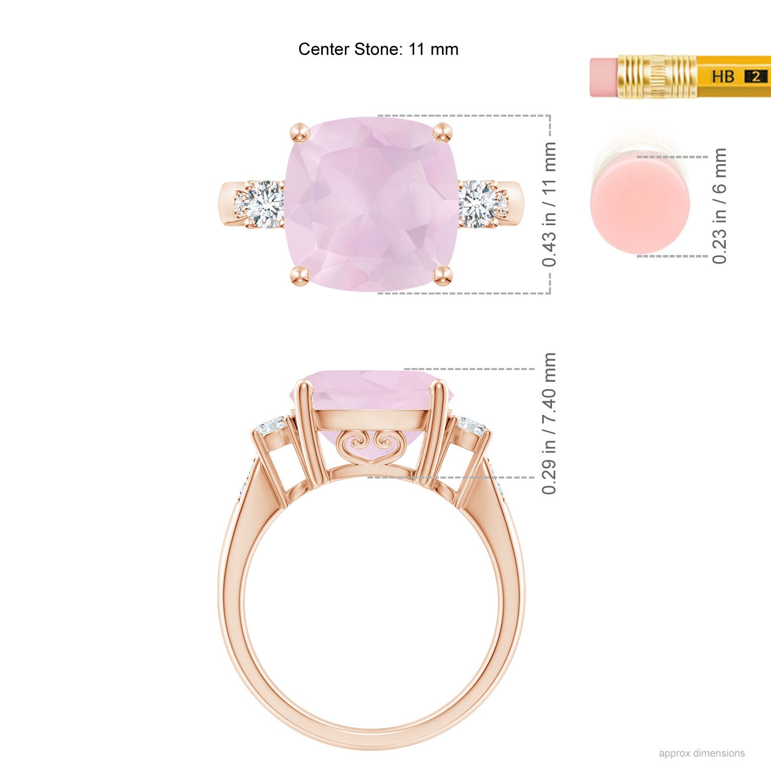 AA - Rose Quartz / 5.25 CT / 14 KT Rose Gold