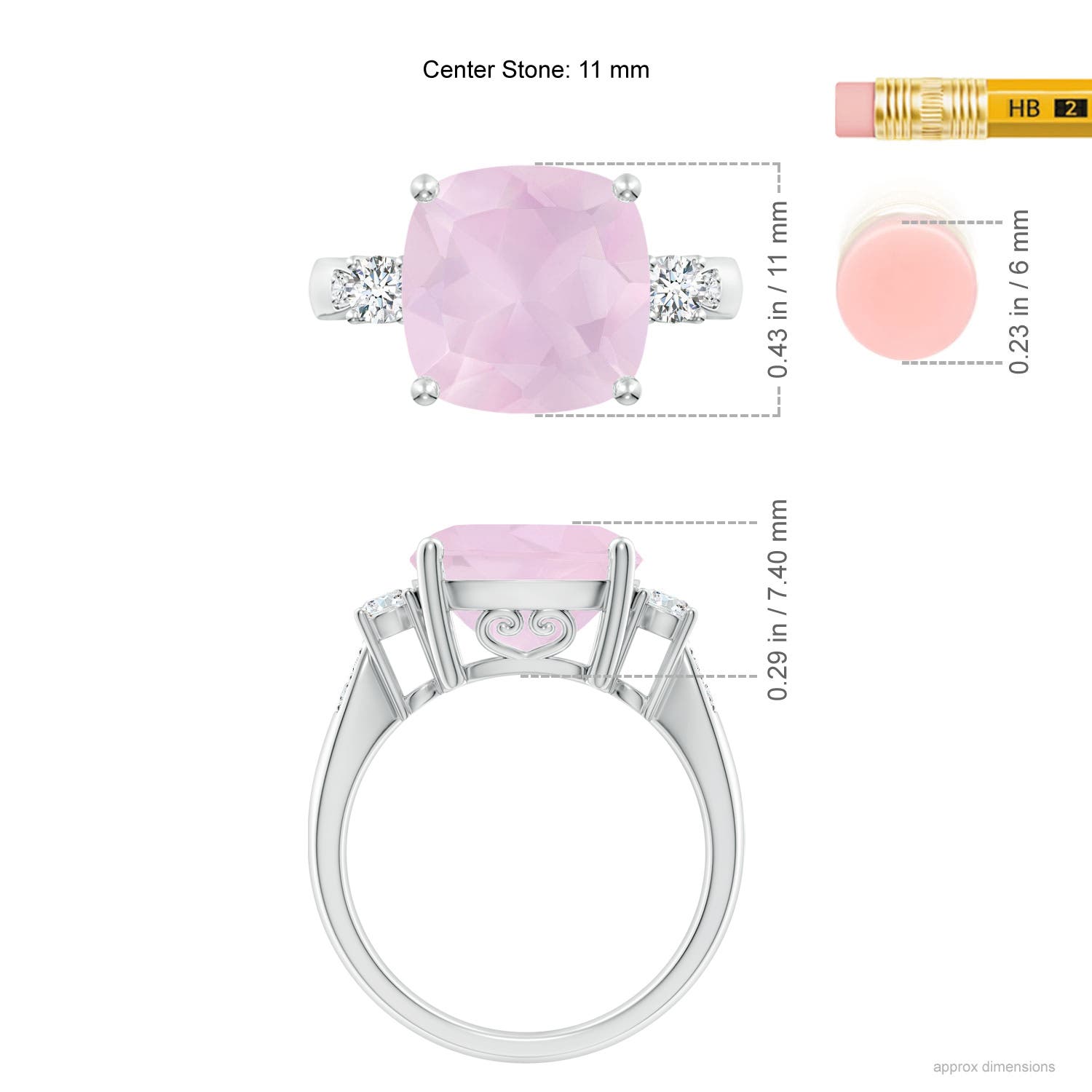 AA - Rose Quartz / 5.25 CT / 14 KT White Gold