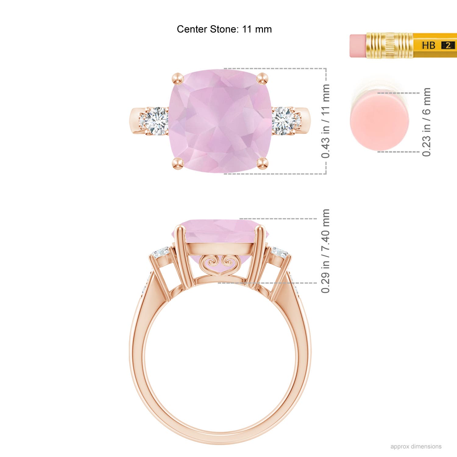 AAA - Rose Quartz / 5.25 CT / 14 KT Rose Gold