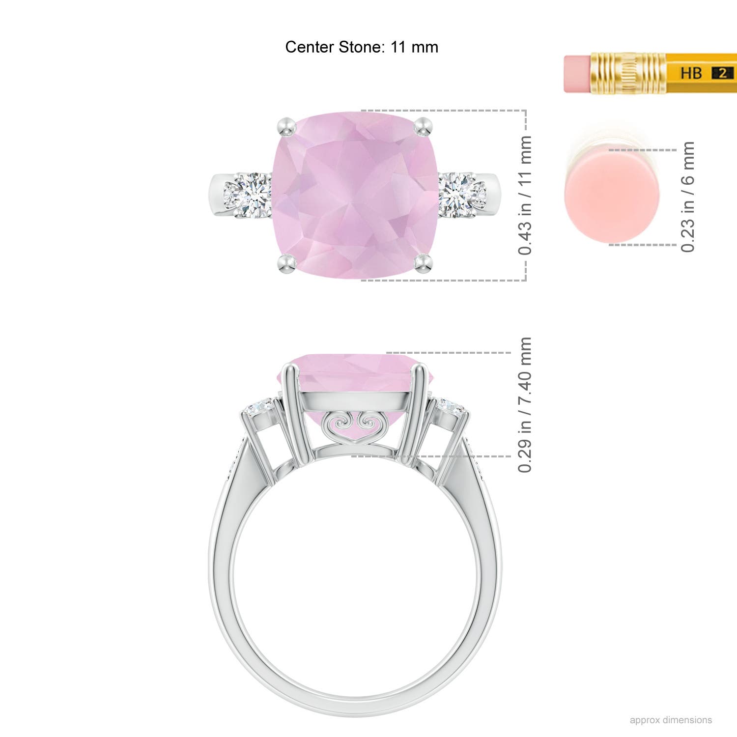 AAA - Rose Quartz / 5.25 CT / 14 KT White Gold