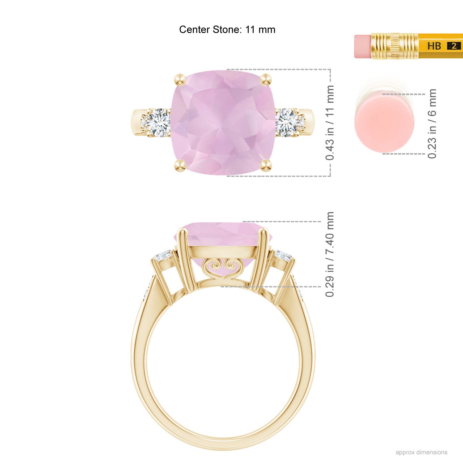 AAA - Rose Quartz / 5.25 CT / 14 KT Yellow Gold