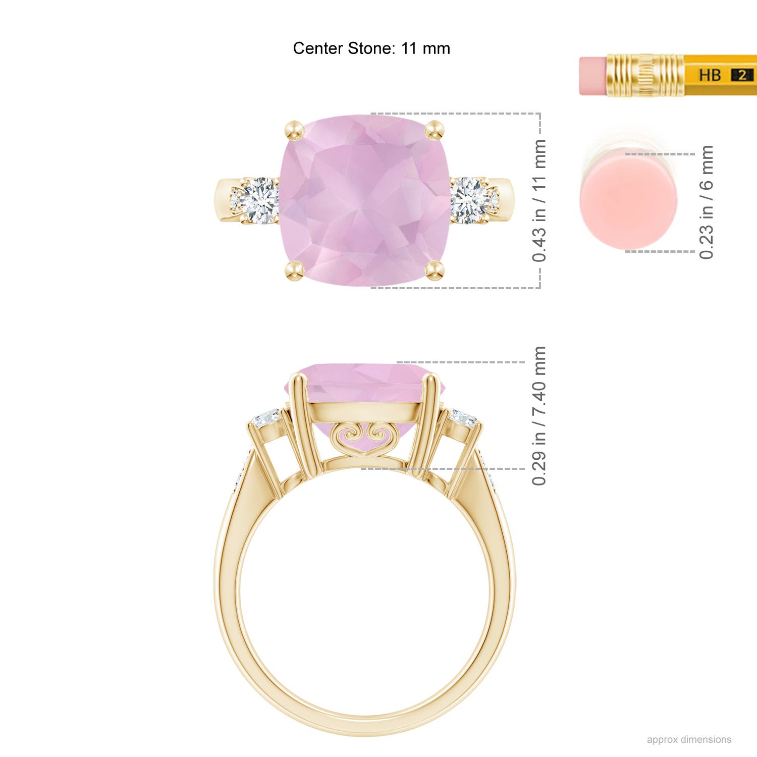 AAAA - Rose Quartz / 5.25 CT / 14 KT Yellow Gold