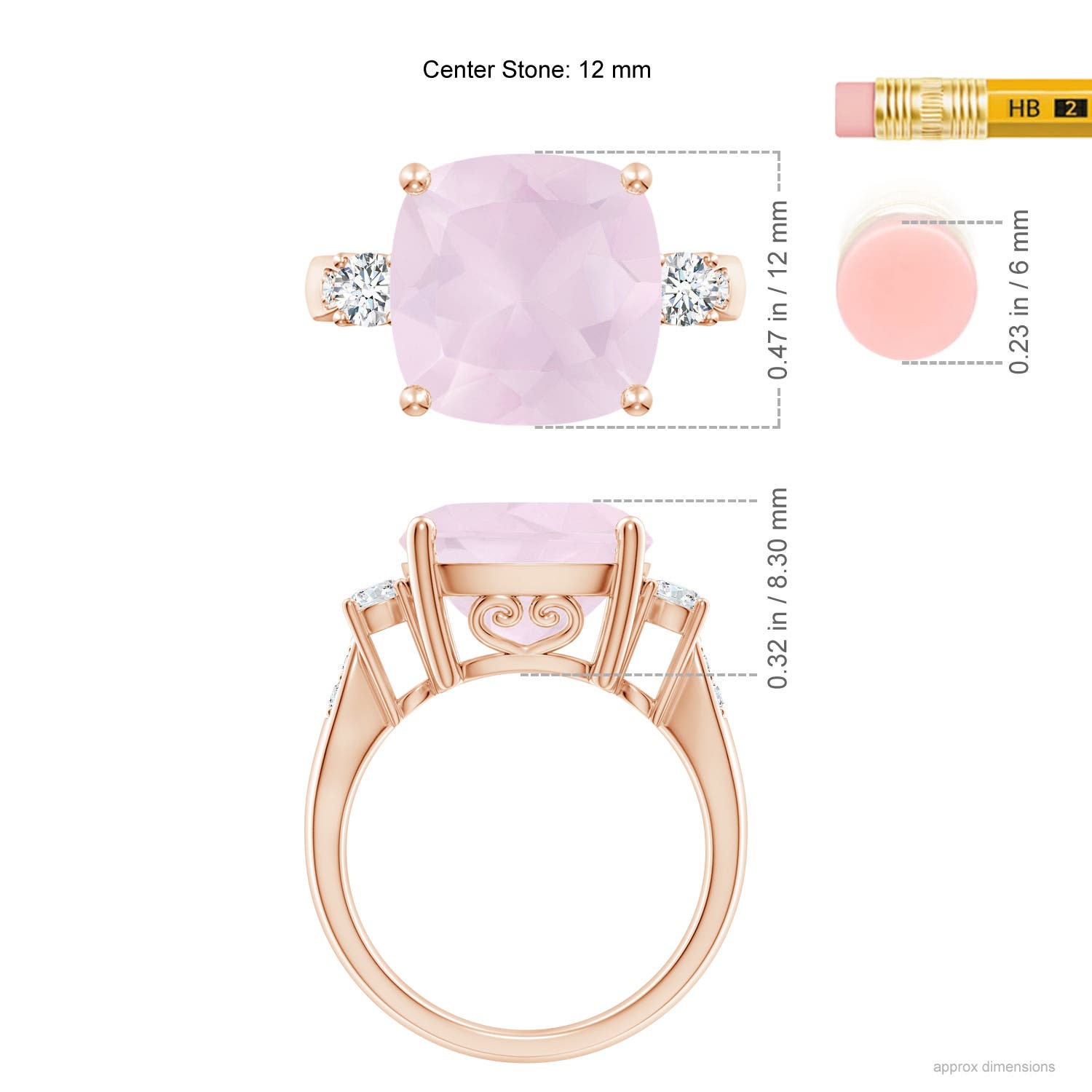 A - Rose Quartz / 5.8 CT / 14 KT Rose Gold