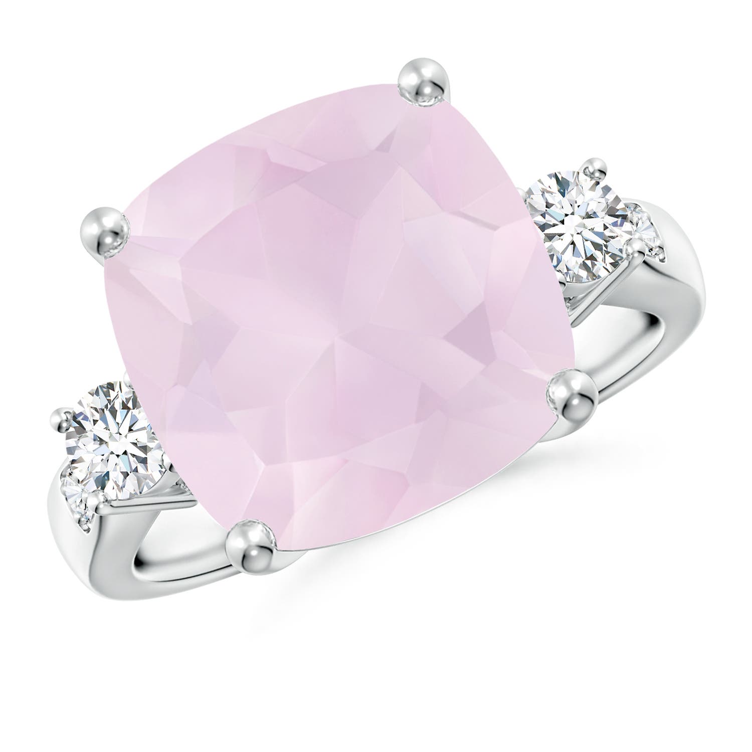 A - Rose Quartz / 5.8 CT / 14 KT White Gold