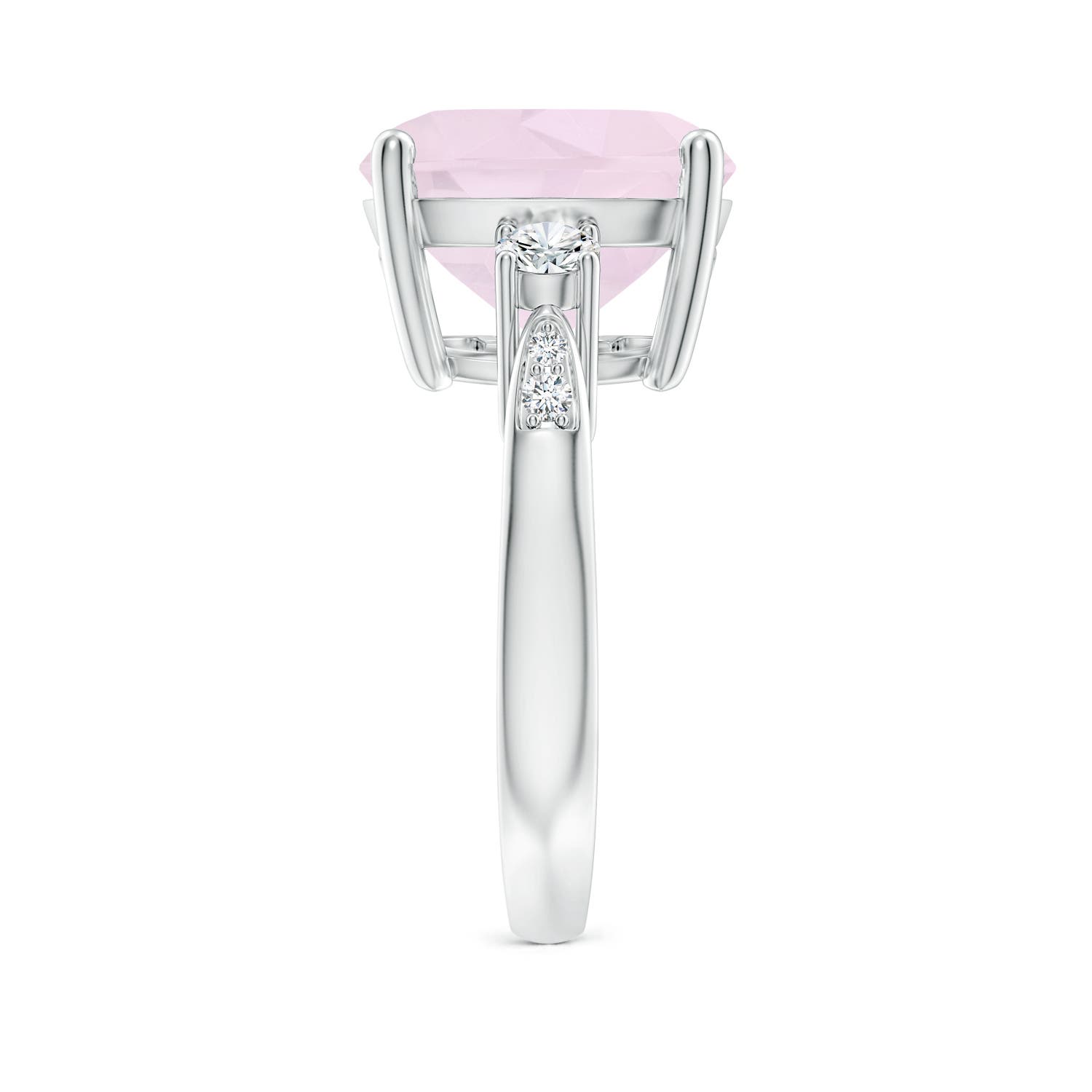 A - Rose Quartz / 5.8 CT / 14 KT White Gold