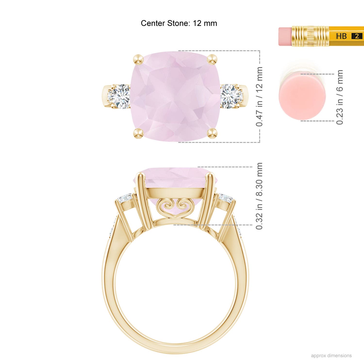 A - Rose Quartz / 5.8 CT / 14 KT Yellow Gold