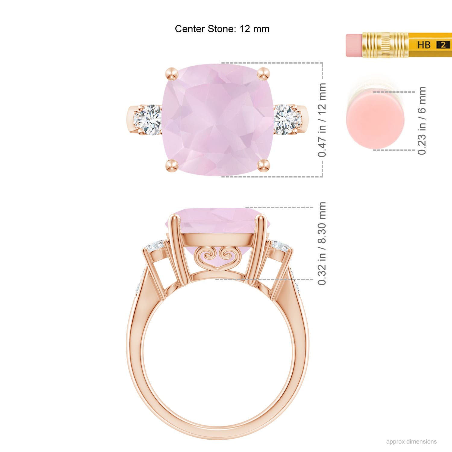 AA - Rose Quartz / 5.8 CT / 14 KT Rose Gold