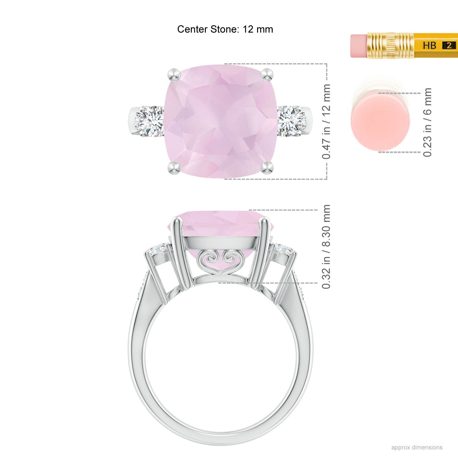 AA - Rose Quartz / 5.8 CT / 14 KT White Gold