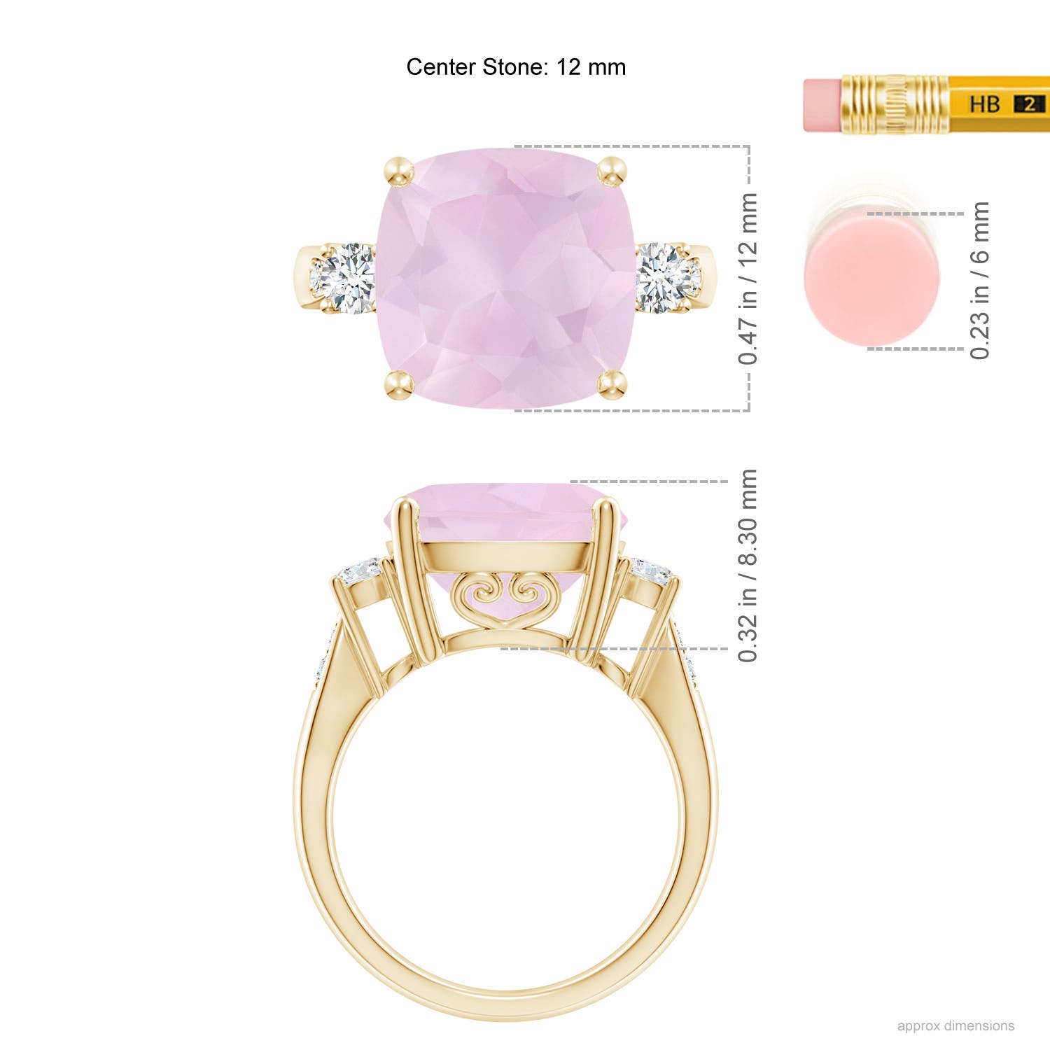 AA - Rose Quartz / 5.8 CT / 14 KT Yellow Gold