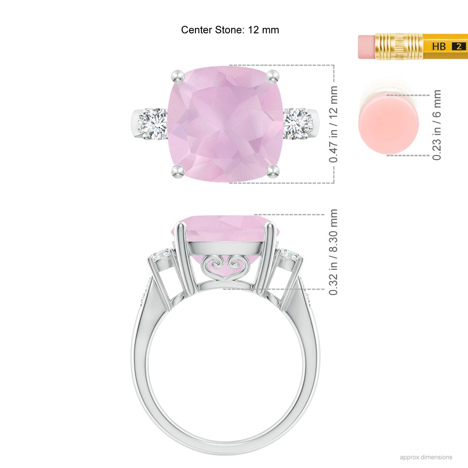 AAA - Rose Quartz / 5.8 CT / 14 KT White Gold