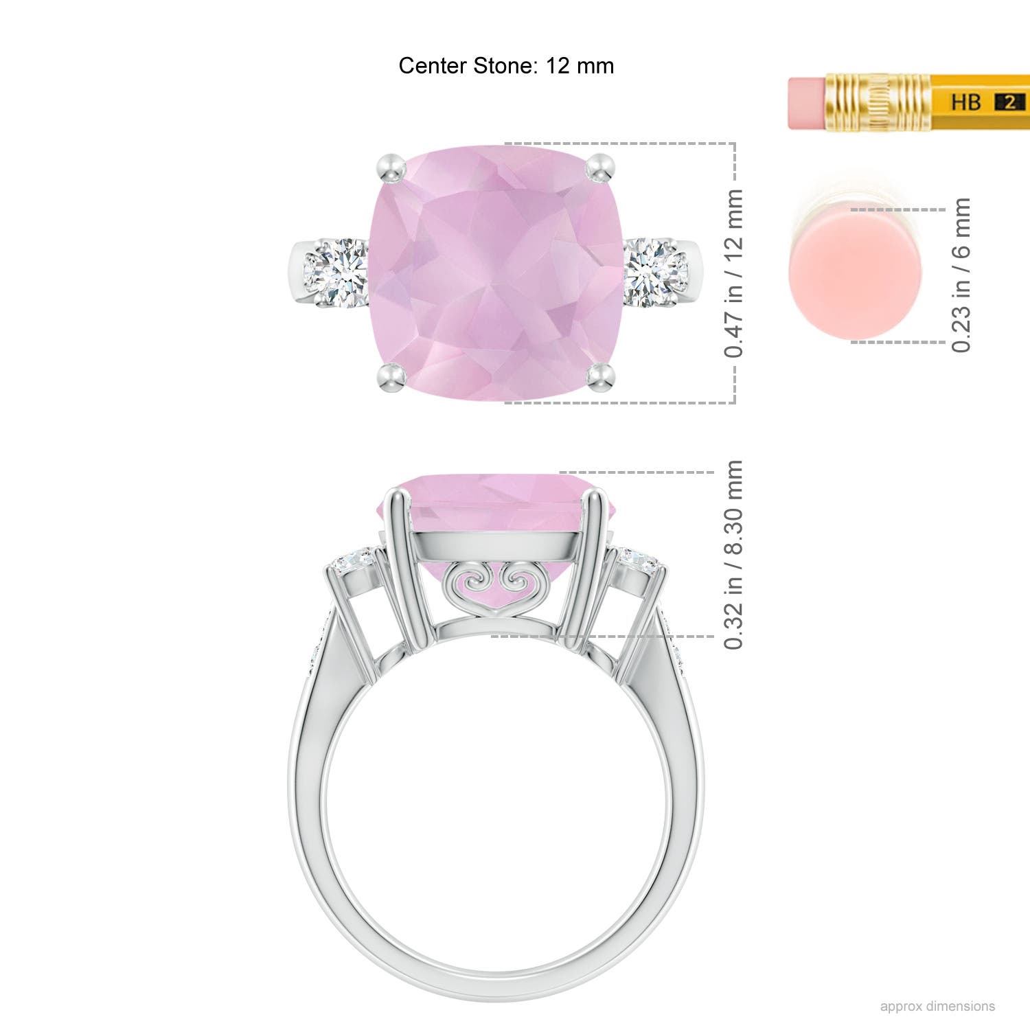 AAAA - Rose Quartz / 5.8 CT / 14 KT White Gold