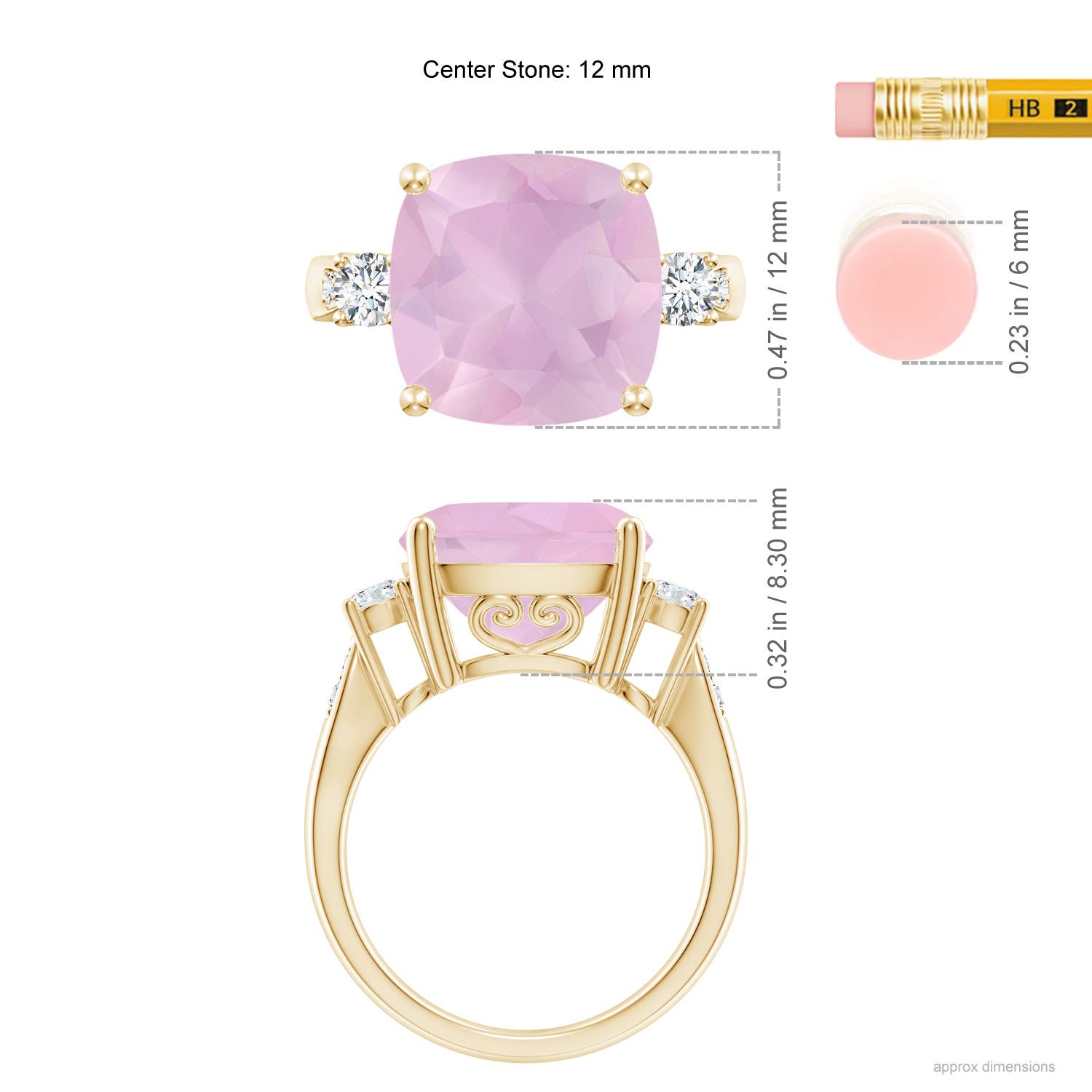 AAAA - Rose Quartz / 5.8 CT / 14 KT Yellow Gold