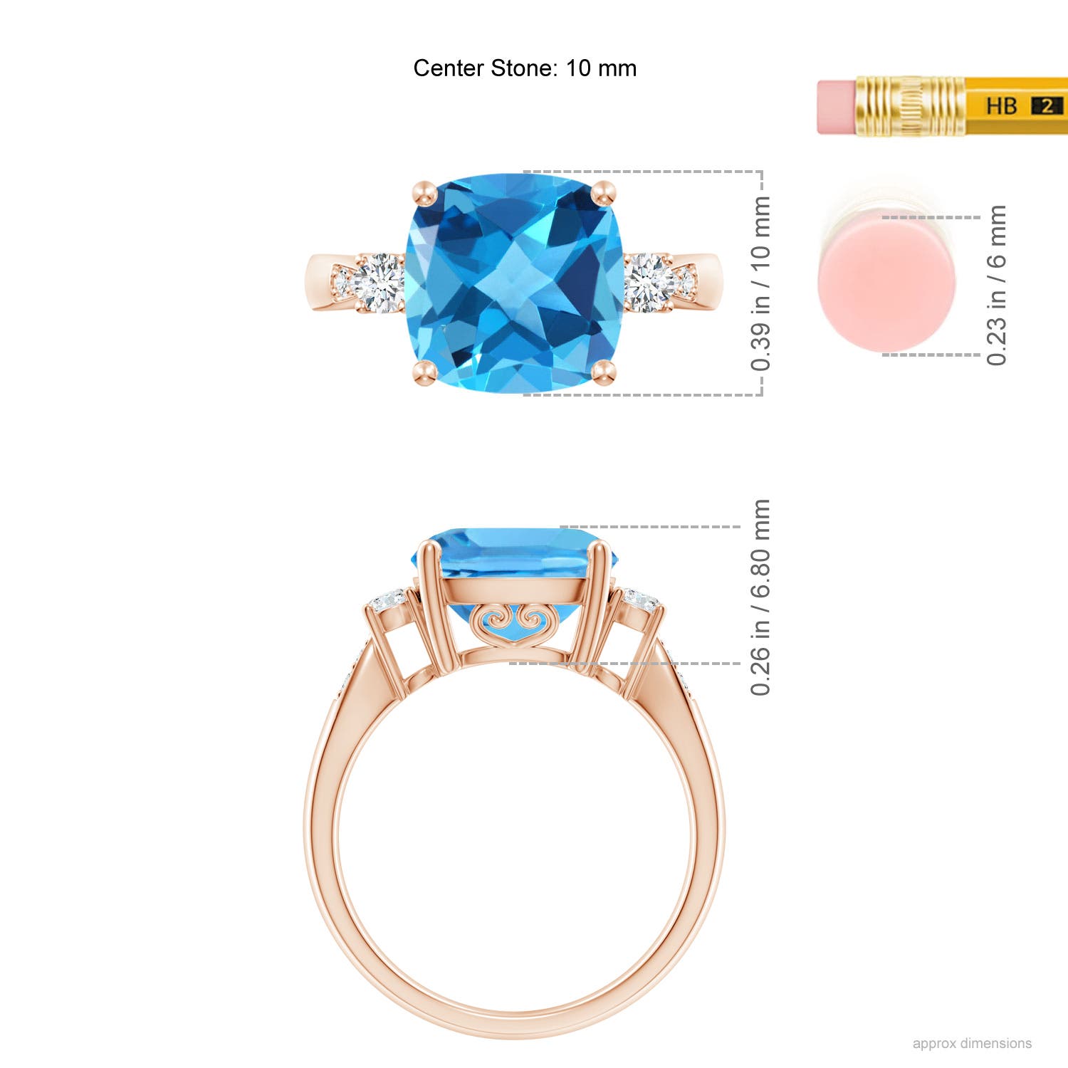 AAA - Swiss Blue Topaz / 5.35 CT / 14 KT Rose Gold