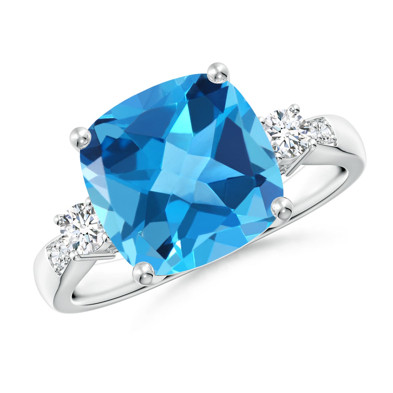 AAA - Swiss Blue Topaz / 5.35 CT / 14 KT White Gold