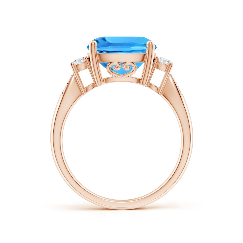 10mm AAAA Cushion Swiss Blue Topaz Solitaire Ring with Diamond Accents in Rose Gold - side_1