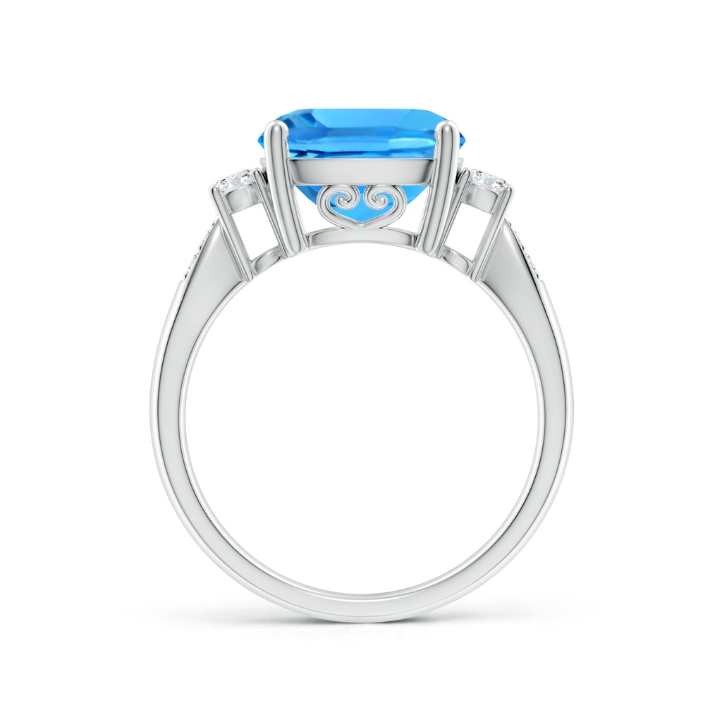 10mm AAAA Cushion Swiss Blue Topaz Solitaire Ring with Diamond Accents in White Gold - side_1