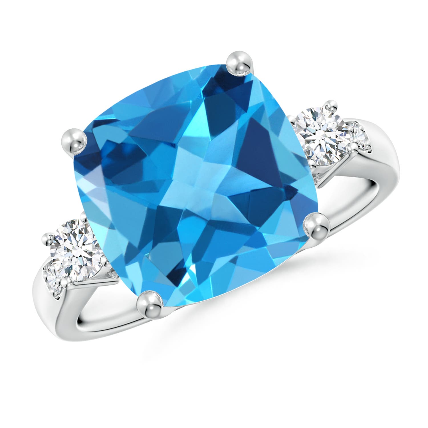 AAA - Swiss Blue Topaz / 6.25 CT / 14 KT White Gold