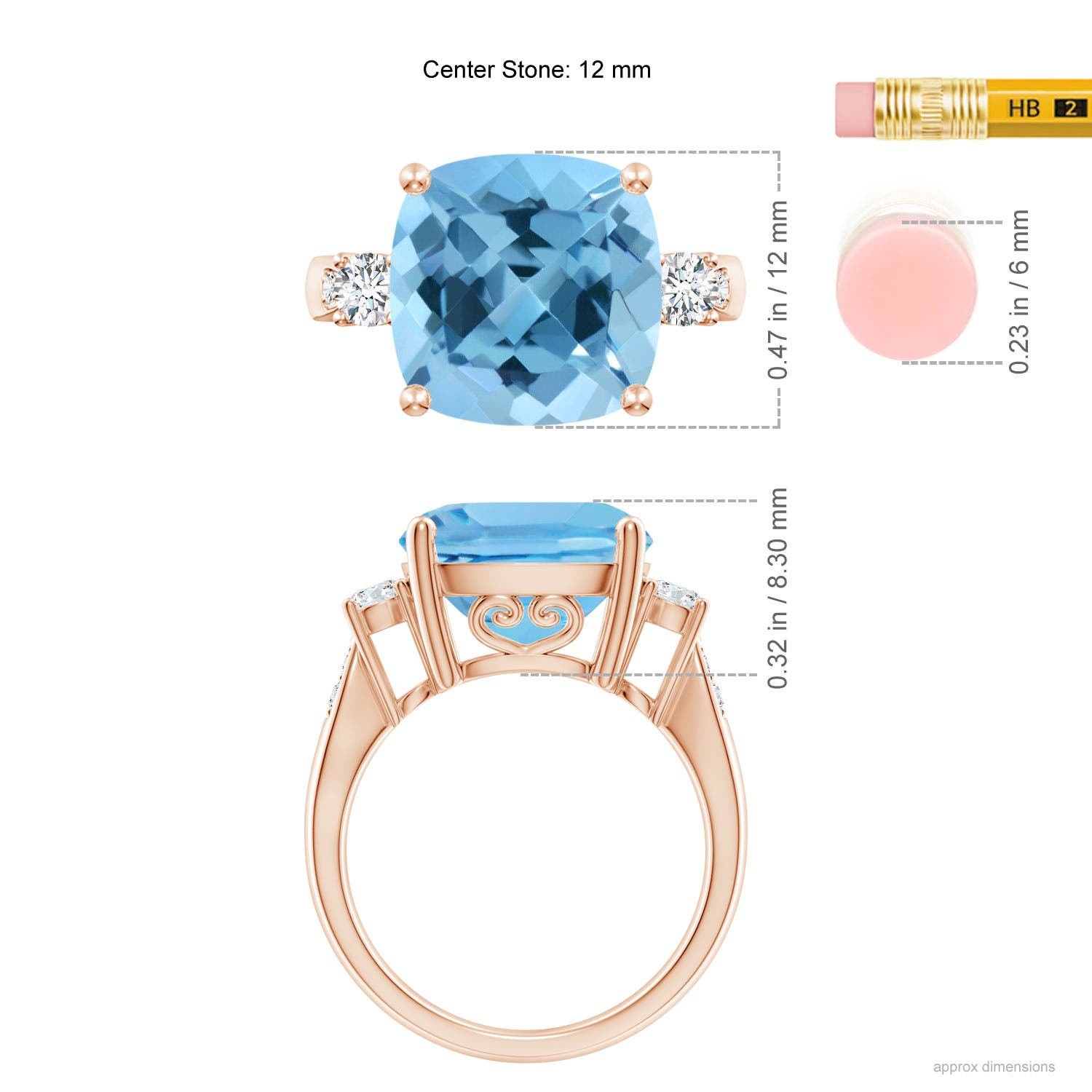 A - Swiss Blue Topaz / 8.3 CT / 14 KT Rose Gold