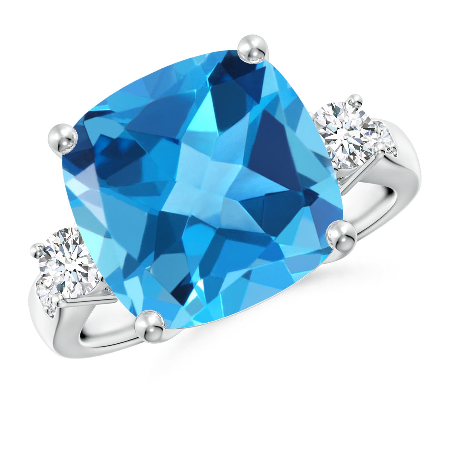 AAA - Swiss Blue Topaz / 8.3 CT / 14 KT White Gold