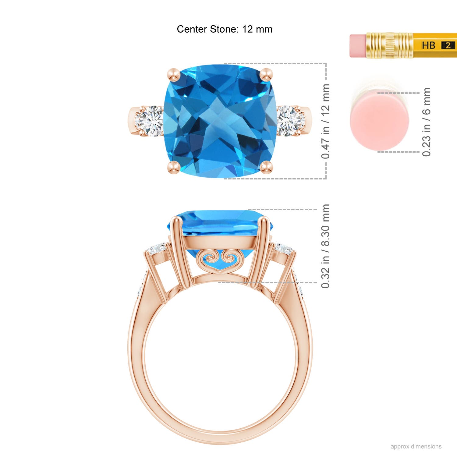 AAAA - Swiss Blue Topaz / 8.3 CT / 14 KT Rose Gold