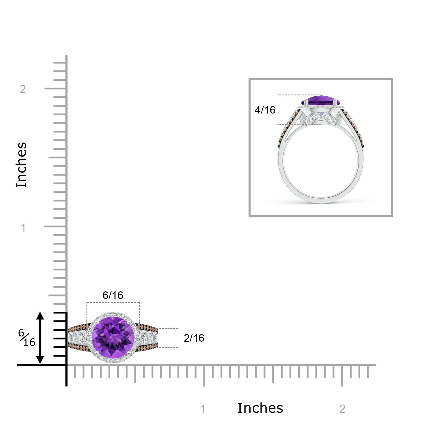 AAA - Amethyst / 2.11 CT / 14 KT White Gold