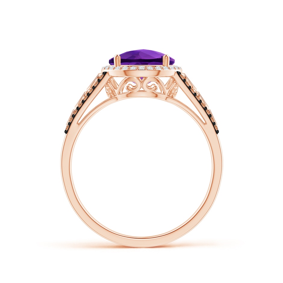 8mm AAAA Round Amethyst Halo Regal Ring with Diamond Accents in Rose Gold Product Image