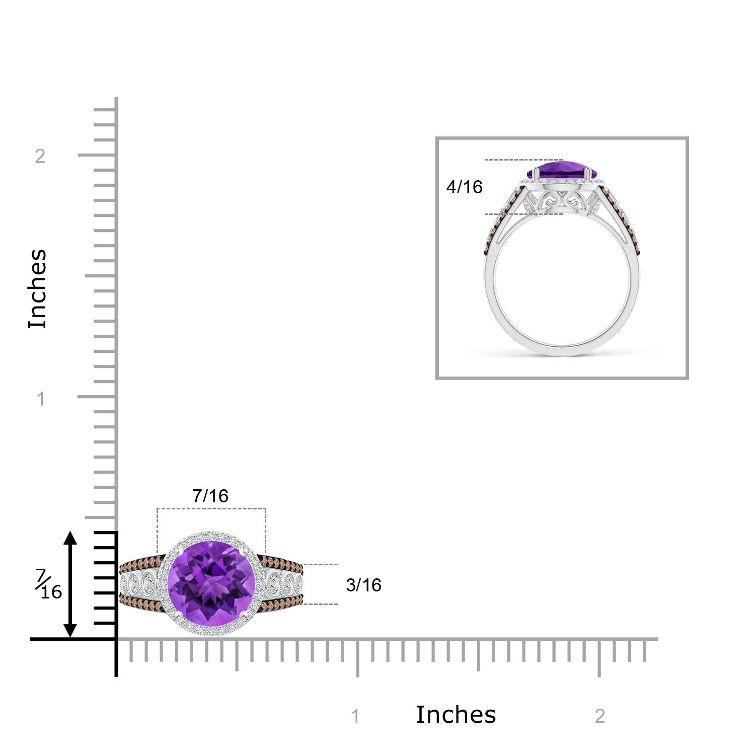 AAA - Amethyst / 2.64 CT / 14 KT White Gold