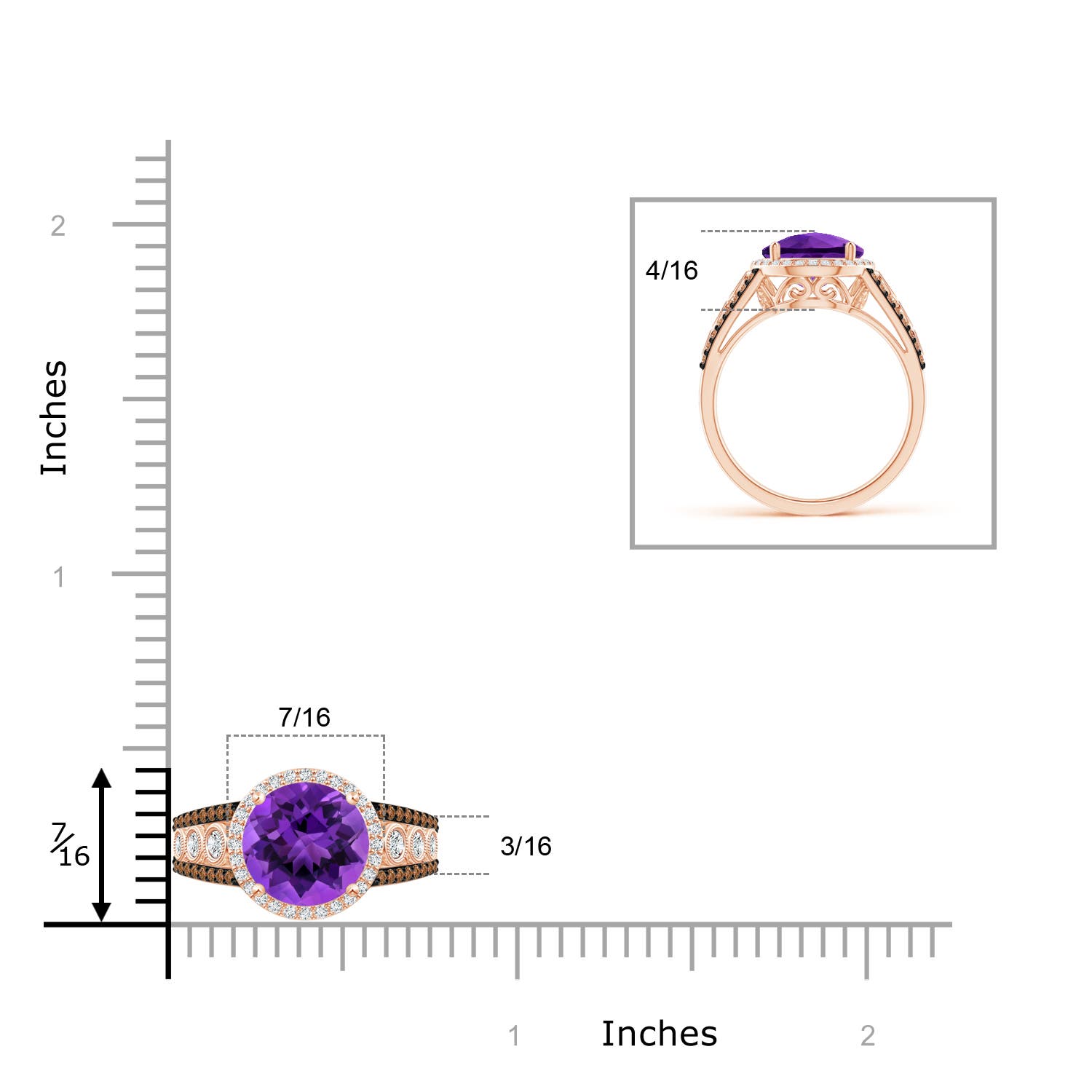 AAAA - Amethyst / 2.64 CT / 14 KT Rose Gold