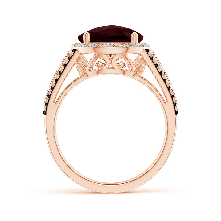 10mm A Round Garnet Halo Regal Ring with Diamond Accents in Rose Gold side-1