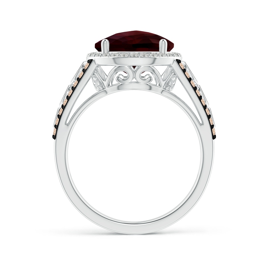 10mm A Round Garnet Halo Regal Ring with Diamond Accents in White Gold side-1