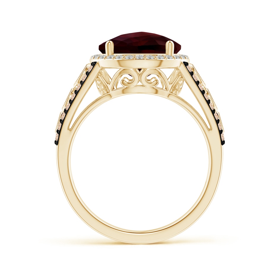 10mm A Round Garnet Halo Regal Ring with Diamond Accents in Yellow Gold side-1