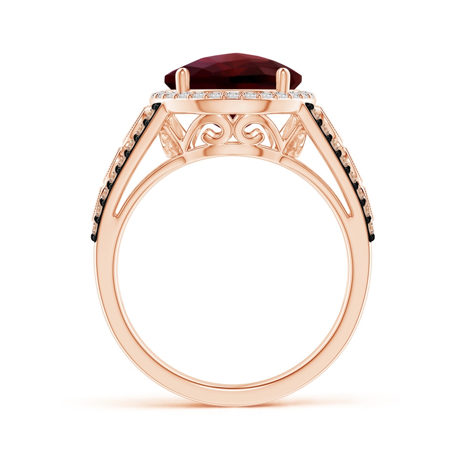 10mm AA Round Garnet Halo Regal Ring with Diamond Accents in Rose Gold side-1