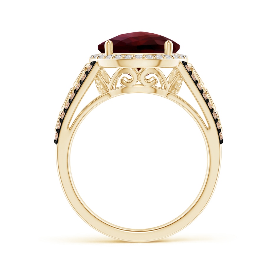 10mm AA Round Garnet Halo Regal Ring with Diamond Accents in Yellow Gold side-1