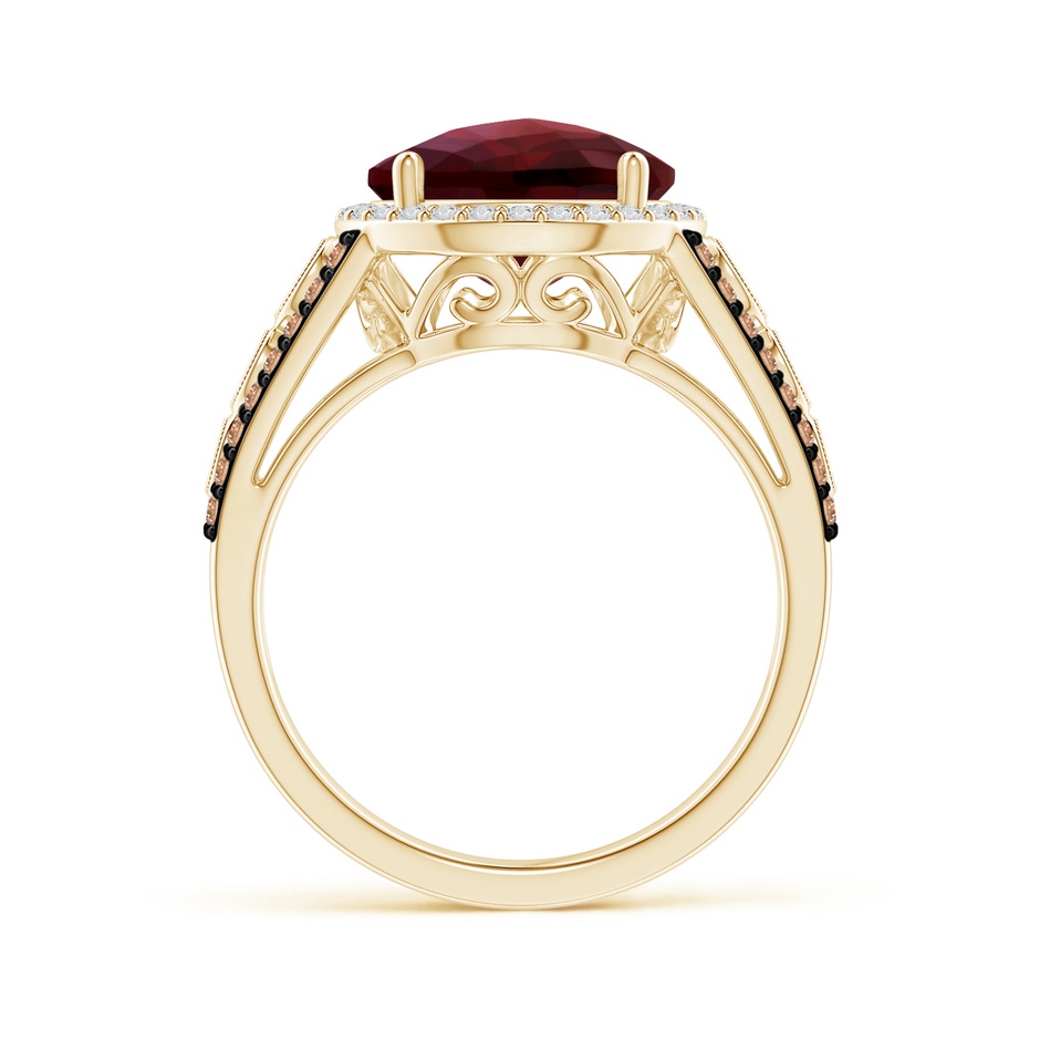 10mm AAA Round Garnet Halo Regal Ring with Diamond Accents in Yellow Gold side-1