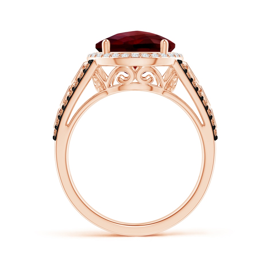 10mm AAAA Round Garnet Halo Regal Ring with Diamond Accents in Rose Gold side-1