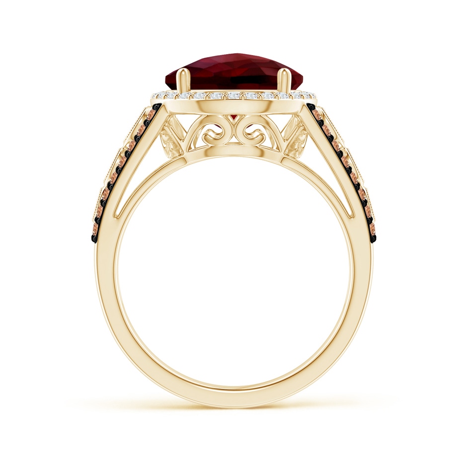 10mm AAAA Round Garnet Halo Regal Ring with Diamond Accents in Yellow Gold side-1