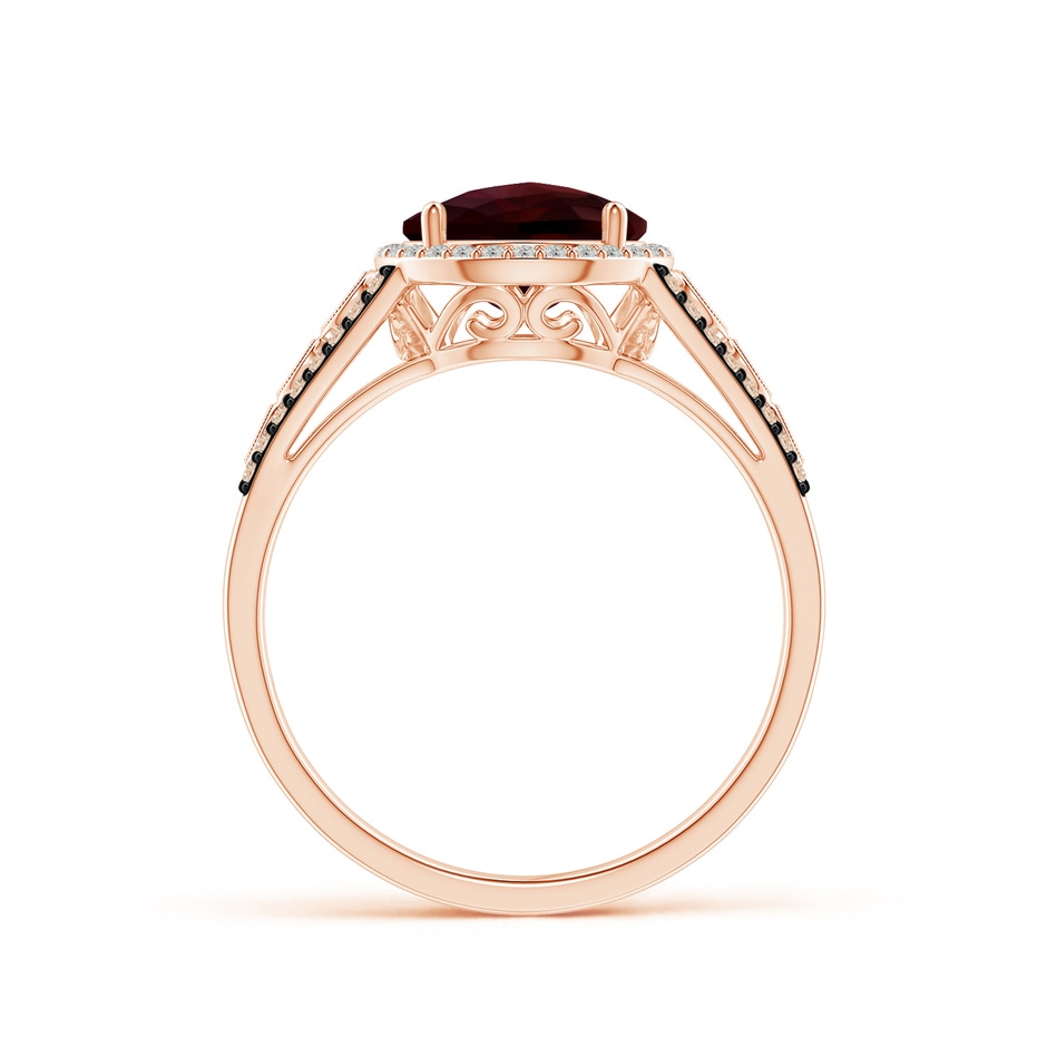 8mm A Round Garnet Halo Regal Ring with Diamond Accents in Rose Gold side-1