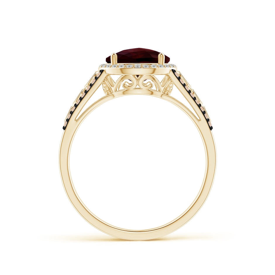8mm A Round Garnet Halo Regal Ring with Diamond Accents in Yellow Gold side-1
