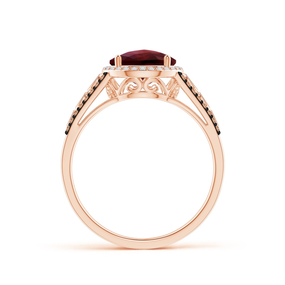 8mm AAA Round Garnet Halo Regal Ring with Diamond Accents in Rose Gold side-1