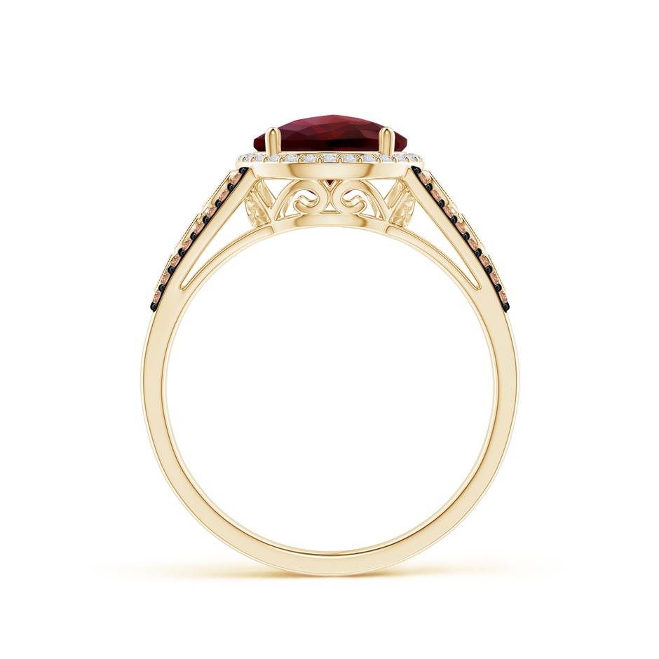 8mm AAA Round Garnet Halo Regal Ring with Diamond Accents in Yellow Gold side-1