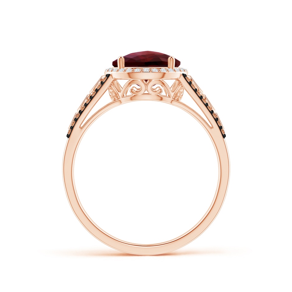 8mm AAAA Round Garnet Halo Regal Ring with Diamond Accents in Rose Gold side-1
