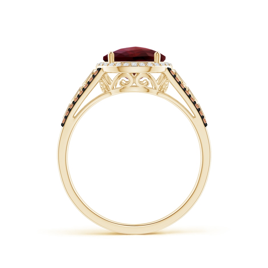 8mm AAAA Round Garnet Halo Regal Ring with Diamond Accents in Yellow Gold side-1