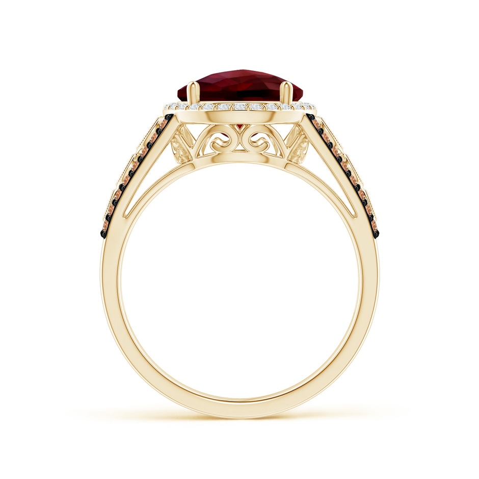 9mm AAAA Round Garnet Halo Regal Ring with Diamond Accents in Yellow Gold side-1