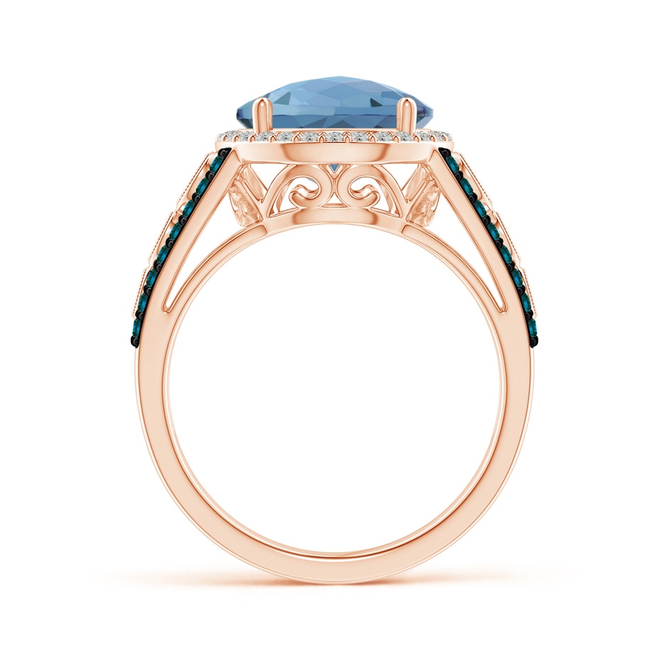 10mm A Round London Blue Topaz Halo Regal Ring with Diamond Accents in Rose Gold product image