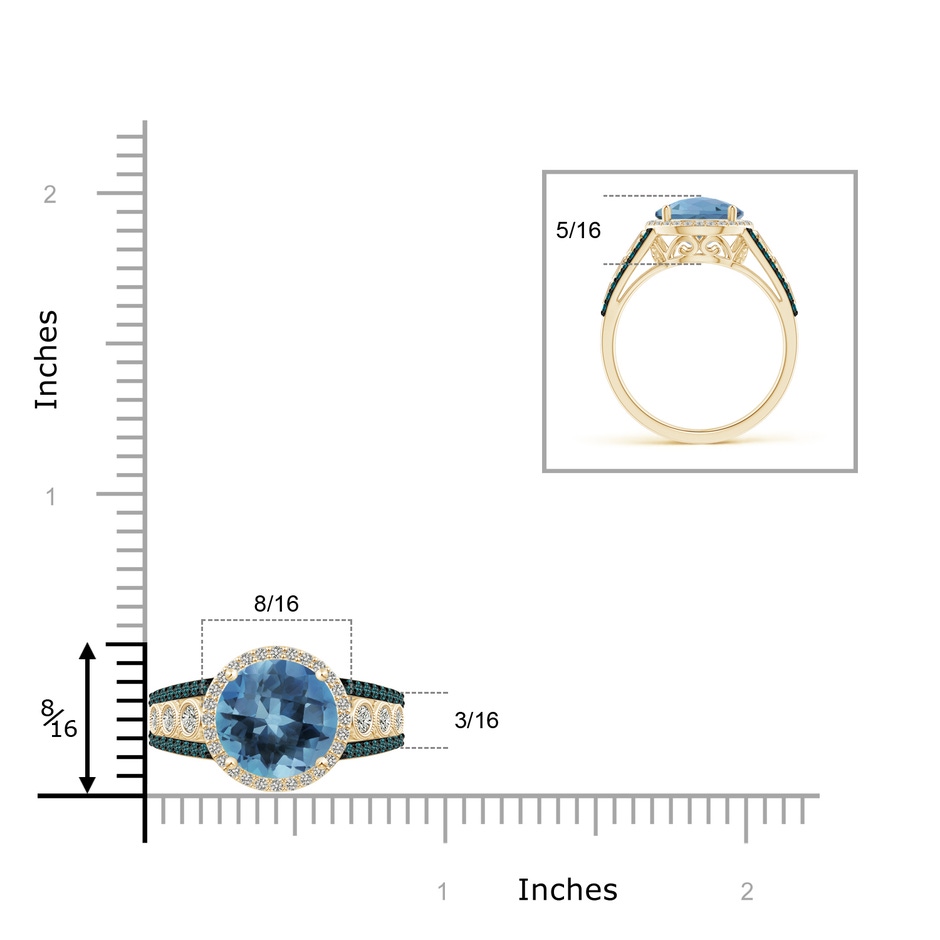 10mm A Round London Blue Topaz Halo Regal Ring with Diamond Accents in Yellow Gold product image