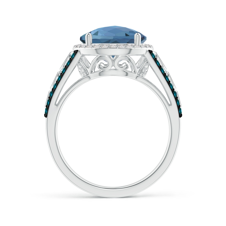10mm AA Round London Blue Topaz Halo Regal Ring with Diamond Accents in White Gold product image
