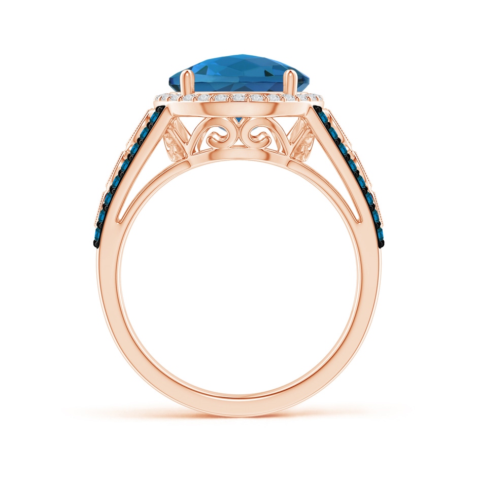 10mm AAA Round London Blue Topaz Halo Regal Ring with Diamond Accents in Rose Gold product image