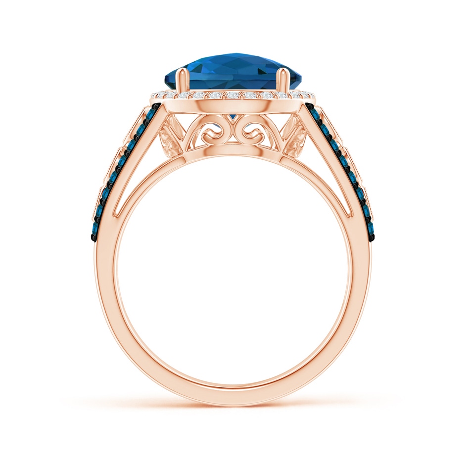 10mm AAAA Round London Blue Topaz Halo Regal Ring with Diamond Accents in Rose Gold product image