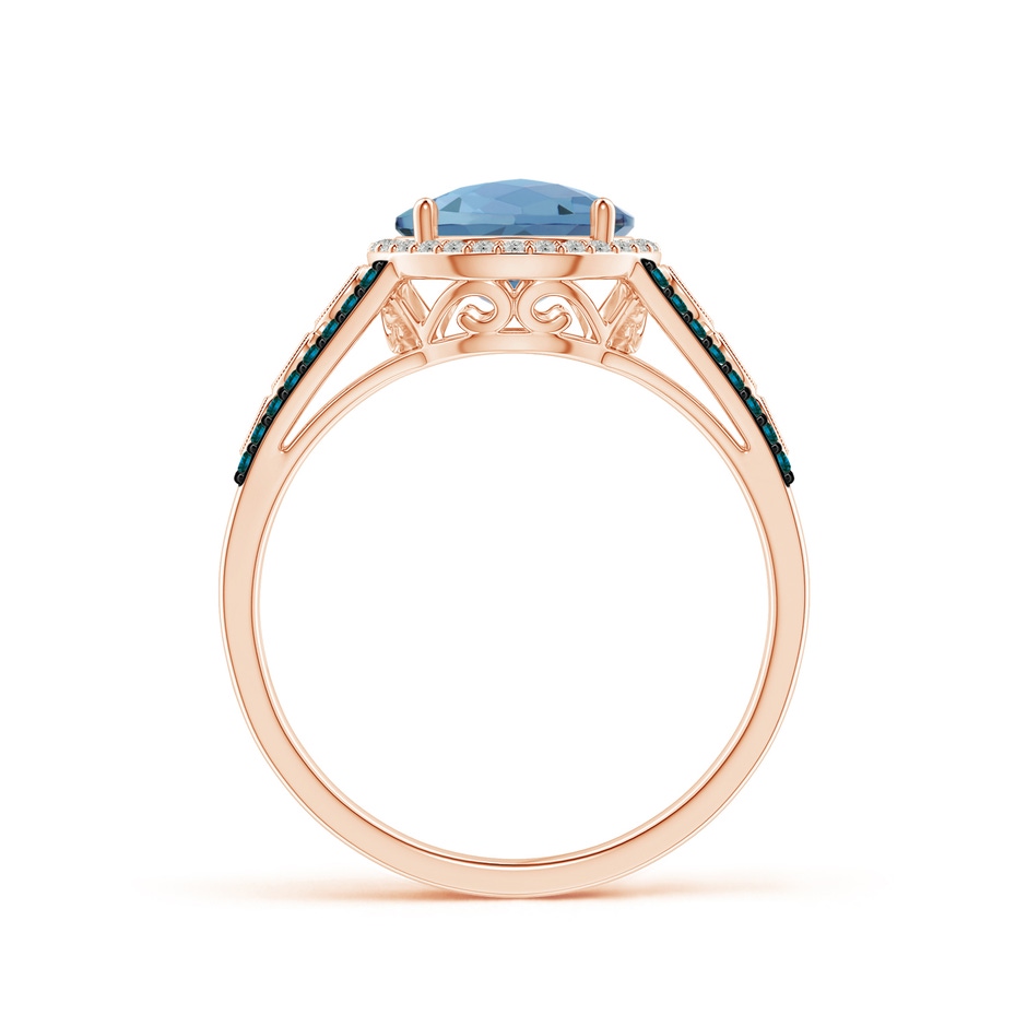 8mm A Round London Blue Topaz Halo Regal Ring with Diamond Accents in Rose Gold product image